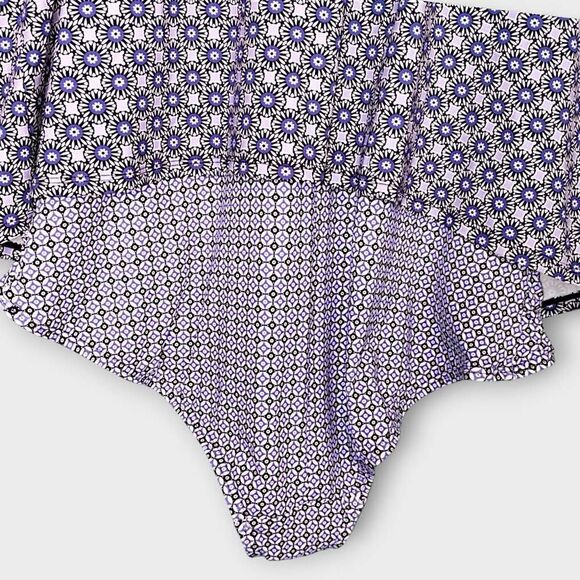 Lands End Womens Swimsuit Sz 2X Navy Print One Pc Tank Beachy Tankini UPF 50 Plu - Picture 7 of 12